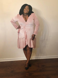 Blush Velvet Wrap Dress